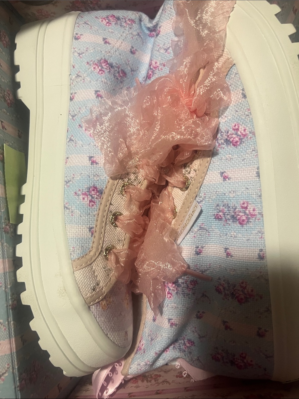 Love Shack Fancy High Top Tennis Shoes Vintage Floral Cottage Shabby Chic Fairy